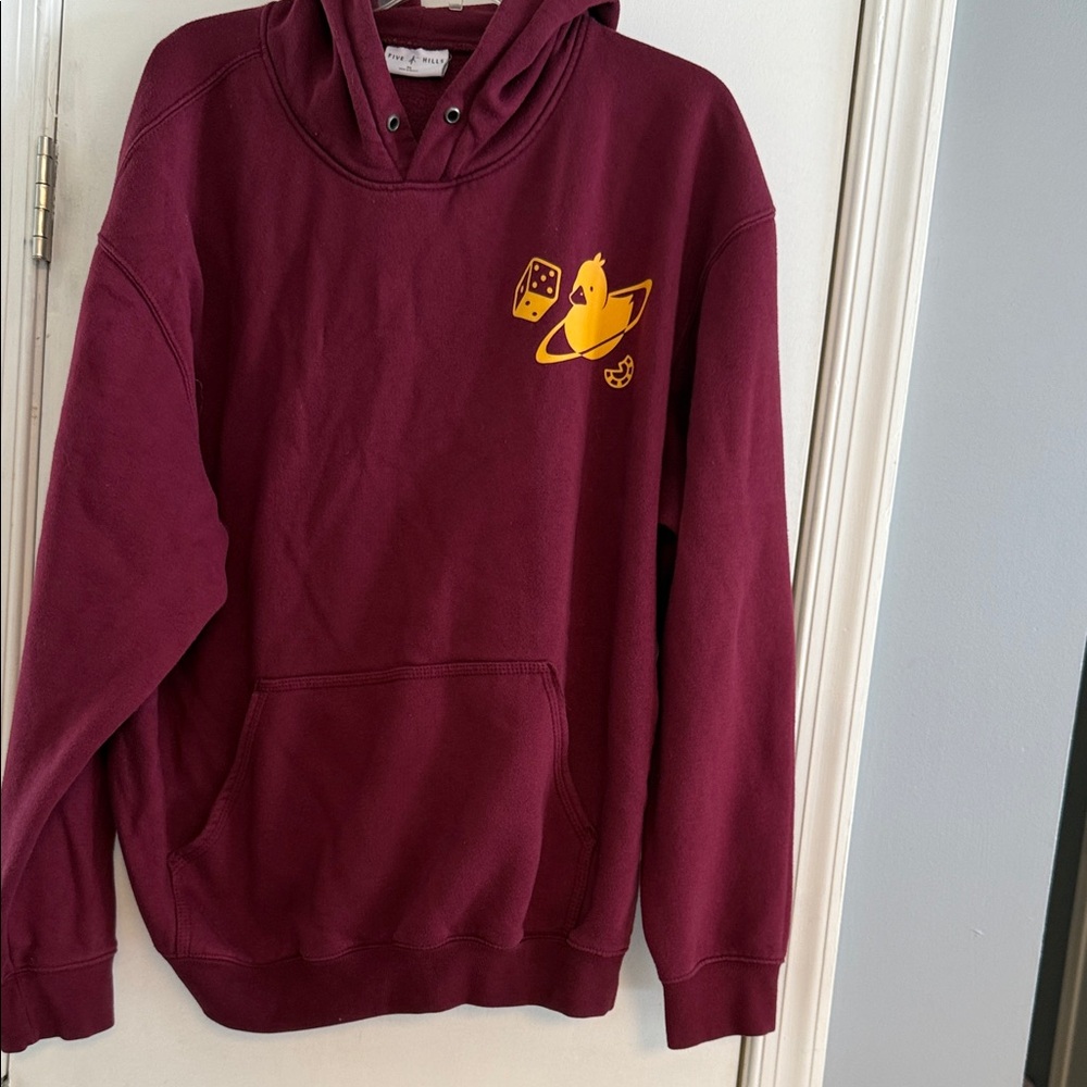 Men's Burgundy Hoodie with Yellow Graphic